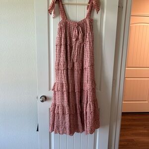 Pink Gingham Tiered Dress